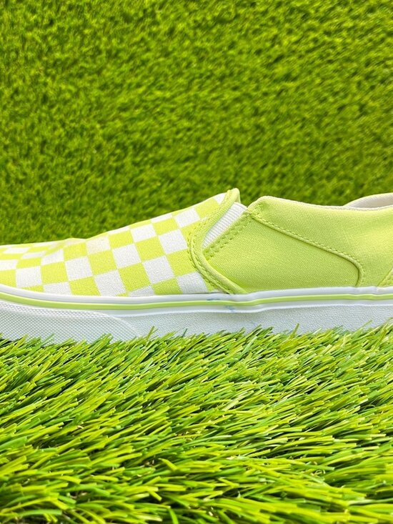 Vans Classic Slip-On Checkerboard Womens Size 7 Green Athletic Shoes Sneakers - Picture 2 of 10